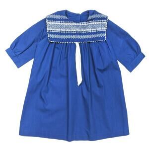 Vintage Handmade Dress Girls Size 4T Blue Embroidered Sailor